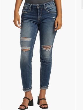 Silver Jeans distressed curvy midrise boyfriend jeans NWOT